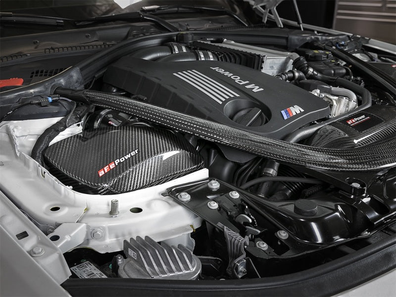 aFe Momentum Pro 5R Cold Air Intake System BMW M3/M4 (F80/82/83) 15-17 L6- 54-76305-CF Photo - Mounted