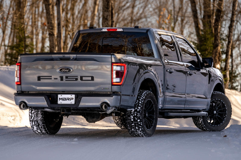 MBRP 22-23 Ford F150 T304 5in OD Black Tip Dual Rear Exit 3in Black Coated Cat Back Exhaust S5268BLK S5268BLK Photo - lifestyle view