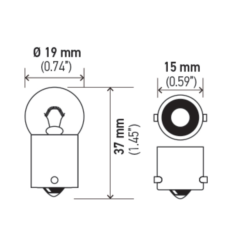 Hella Bulb 5007 12V 5W Ba15S B6 Sb 5007SB 5007SB Technical Drawing