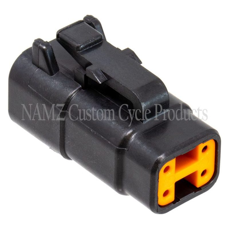 NAMZ Deutsch DTM 4-Position Plug w/4 Stamped Terminals & Wedgelock - Black (HD 74114-98BK) MDP-4B MDP-4B Photo - Primary