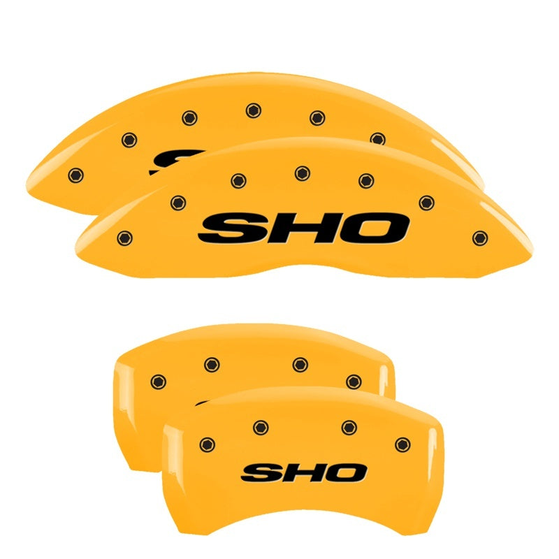 MGP 4 Caliper Covers Engraved Front & Rear SHO Yellow finish black ch 10222SSHOYL 10222SSHOYL Photo - Primary
