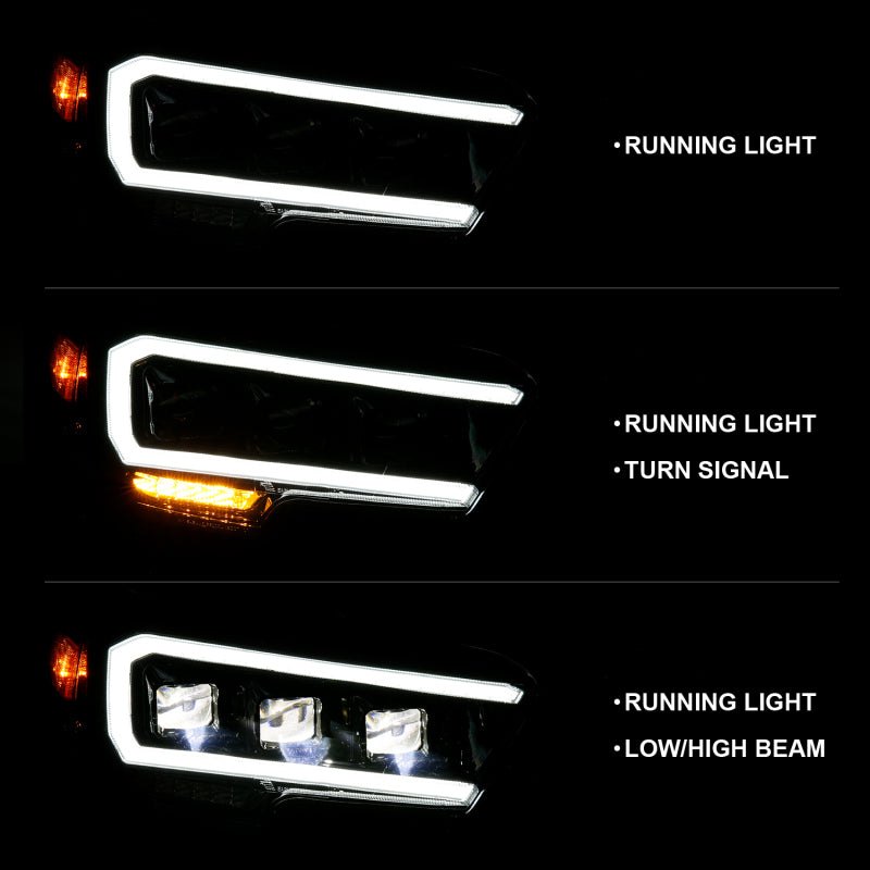 ANZO 2016-2018 Toyota Tacoma LED Projector Headlights Plank Style Black w/ Amber 111496 111496 User 6