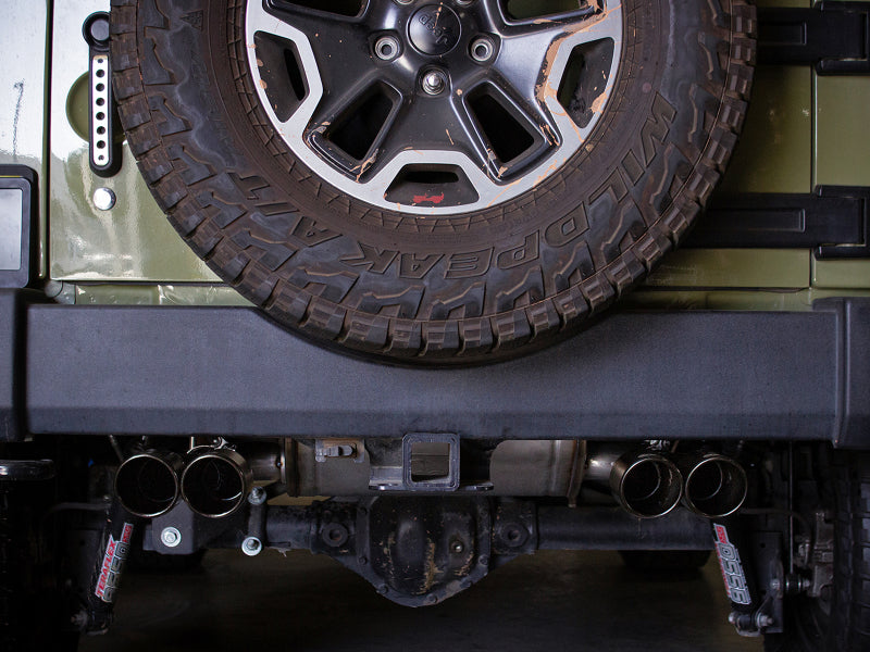 aFe Rebel Series 2.5in 409 SS Axle-Back Exhaust System Black 07-18 Jeep Wrangler (JK) V6-3.6L/3.8L 49-48086-B 49-48086-B Photo - Mounted
