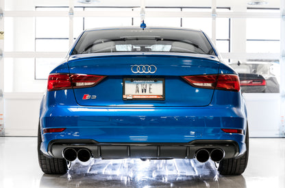 AWE Tuning Audi 8V S3 Track Edition Exhaust w/Chrome Silver Tips 102mm 3015-42142 3015-42142 Photo - Mounted