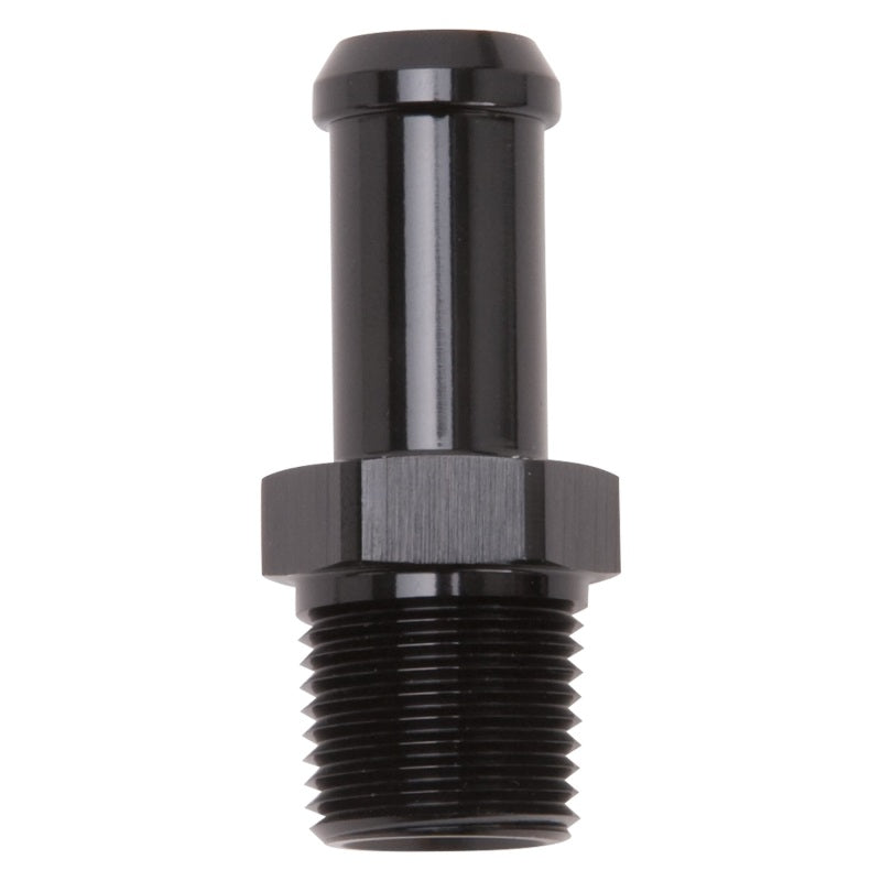 Edelbrock Hose End, Straight, 3/8" NPT To 1/2" Barb, Black Anodize 8114 Photo - Primary