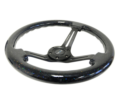 NRG Reinforced Steering Wheel (350mm / 3in. Deep) Black Multi Color Flake Wood w/ Black Matte Center RST-018BSB-BK RST-018BSB-BK User 1