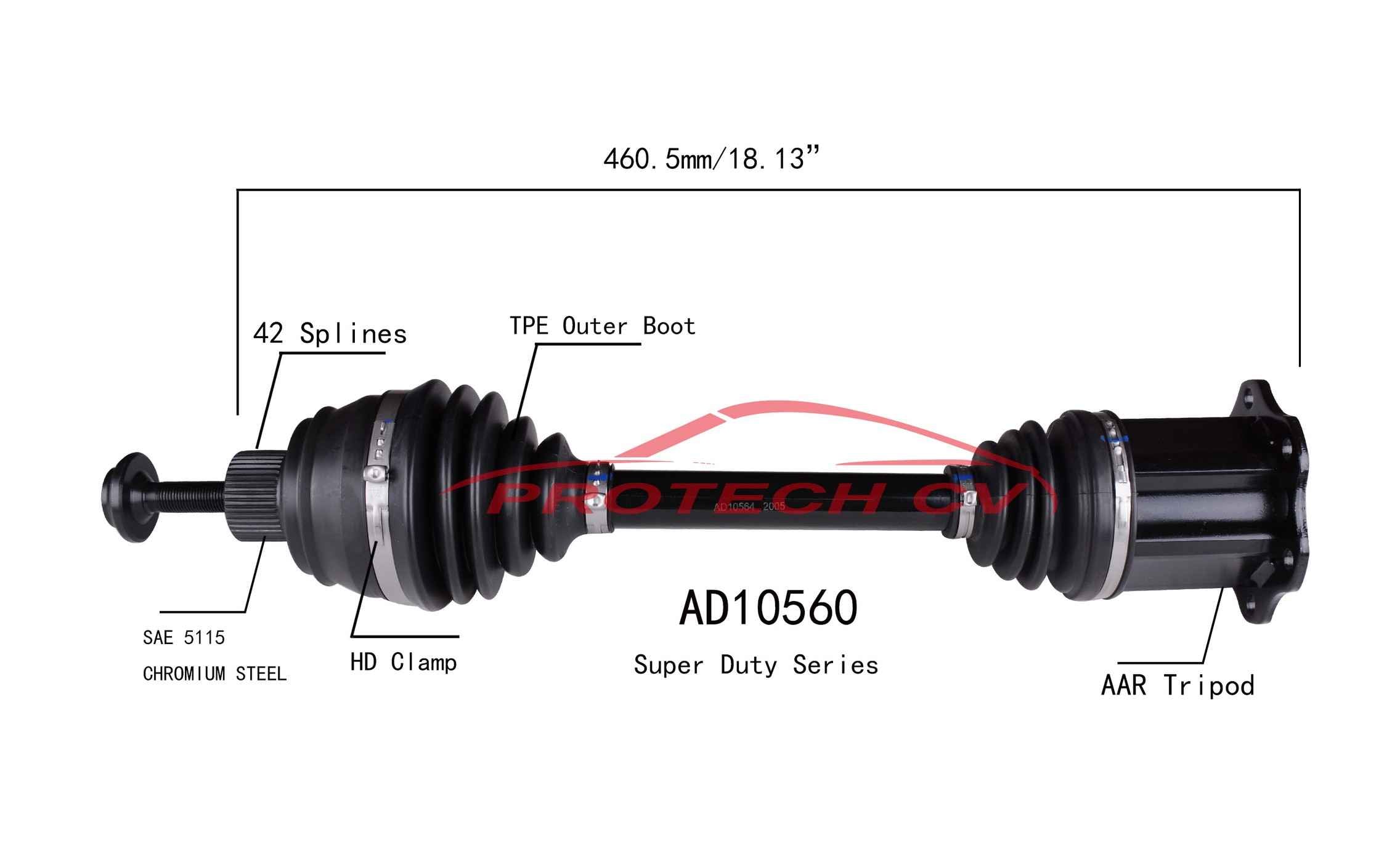 Protech CV CV Axle Assembly AD10560