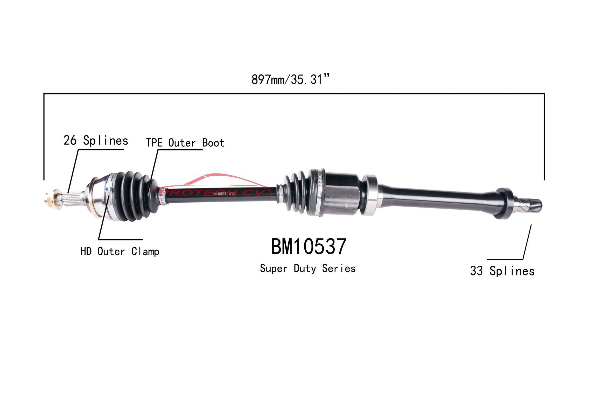 Protech CV CV Axle Assembly BM10537