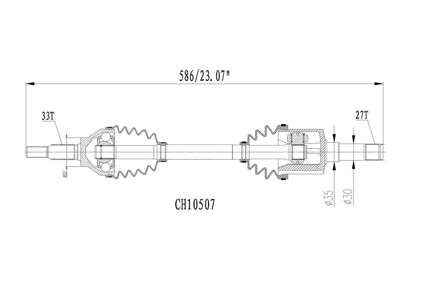 Protech CV CV Axle Assembly CH10507