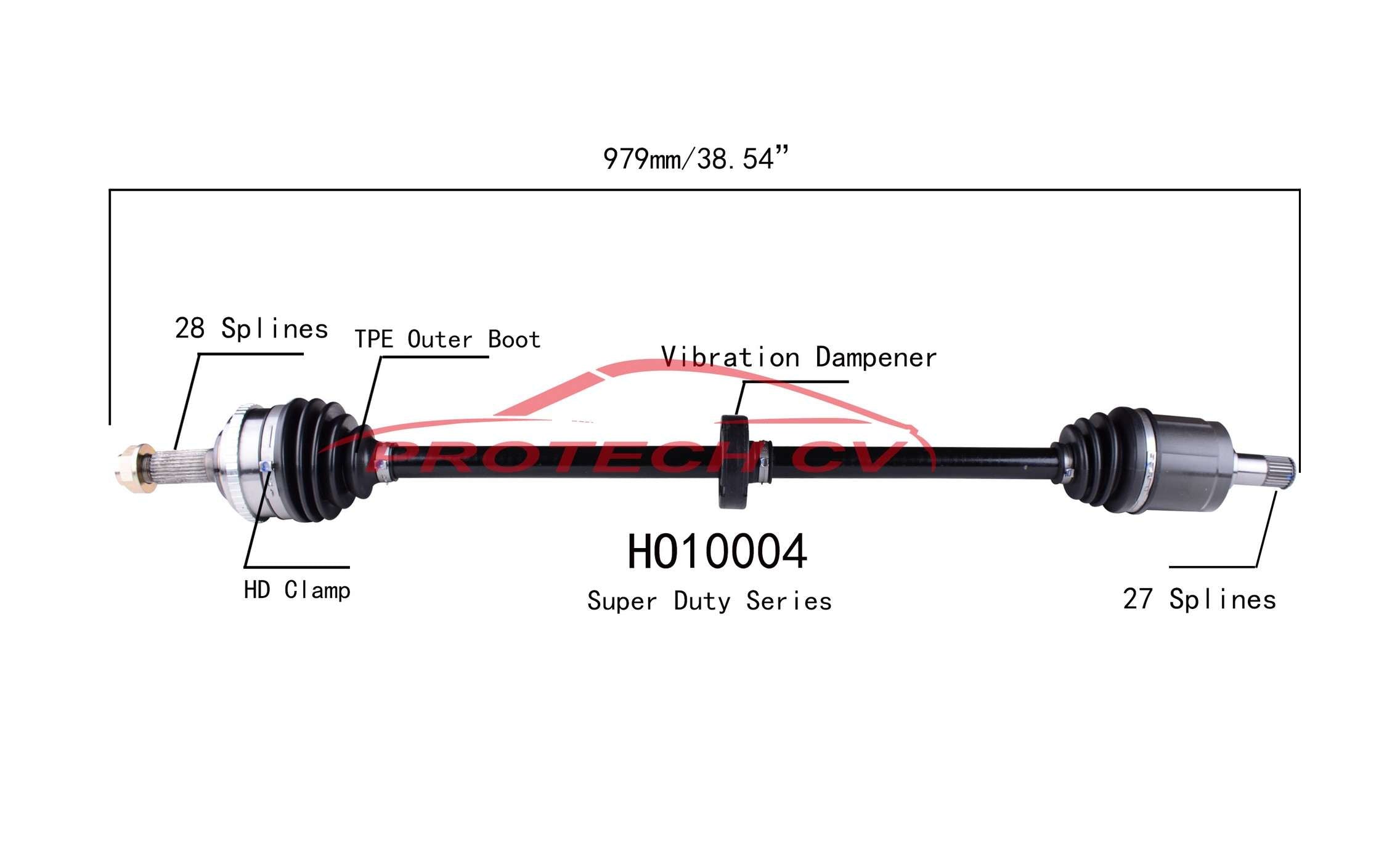 Protech CV CV Axle Assembly HO10004