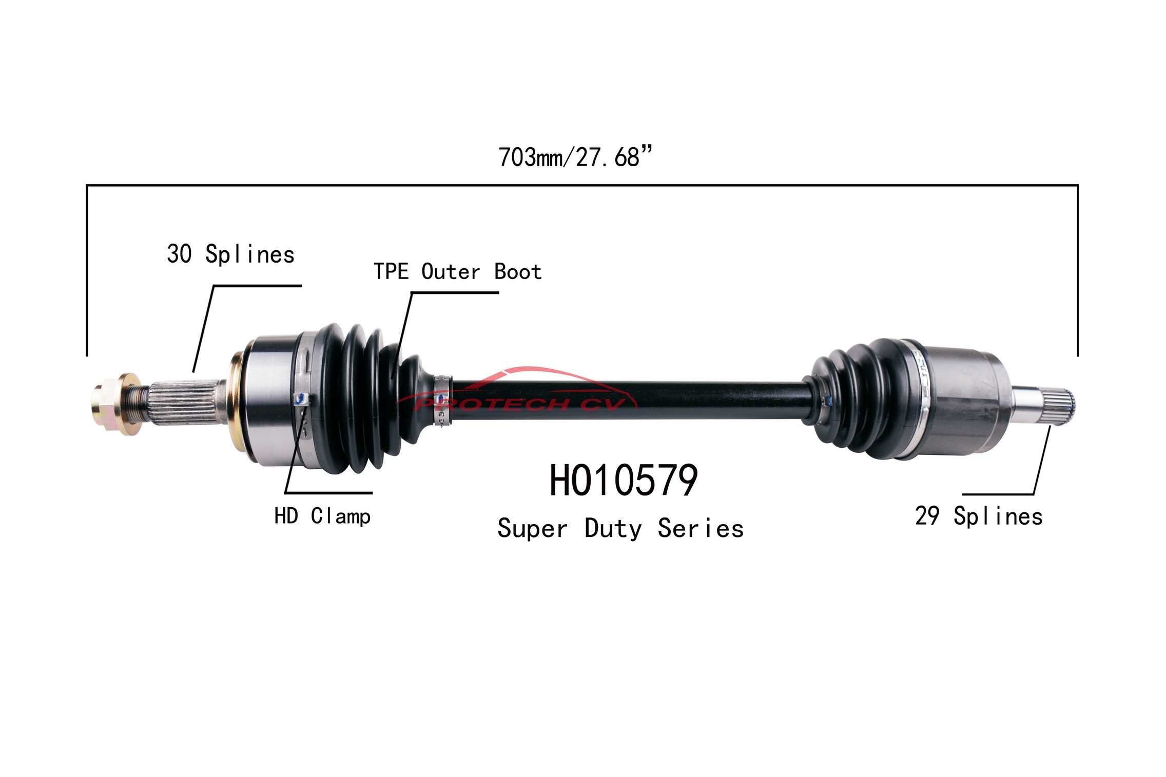 Protech CV CV Axle Assembly HO10579