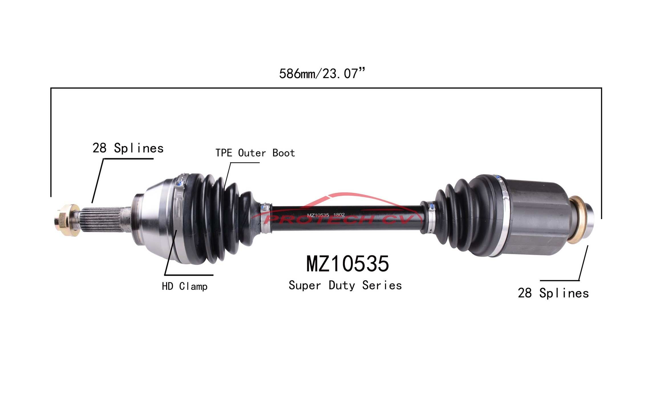 Protech CV CV Axle Assembly MZ10535