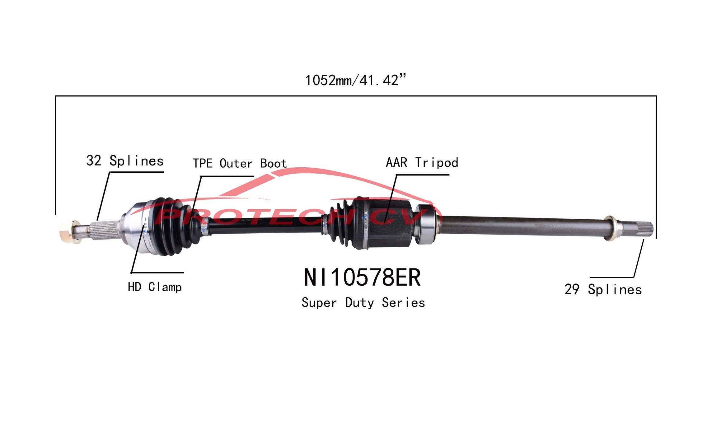 Protech CV CV Axle Assembly NI10578ER