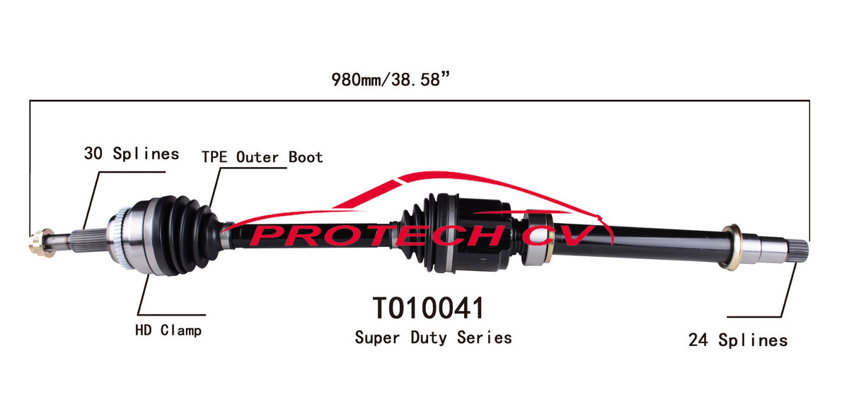 Protech CV CV Axle Assembly TO10041