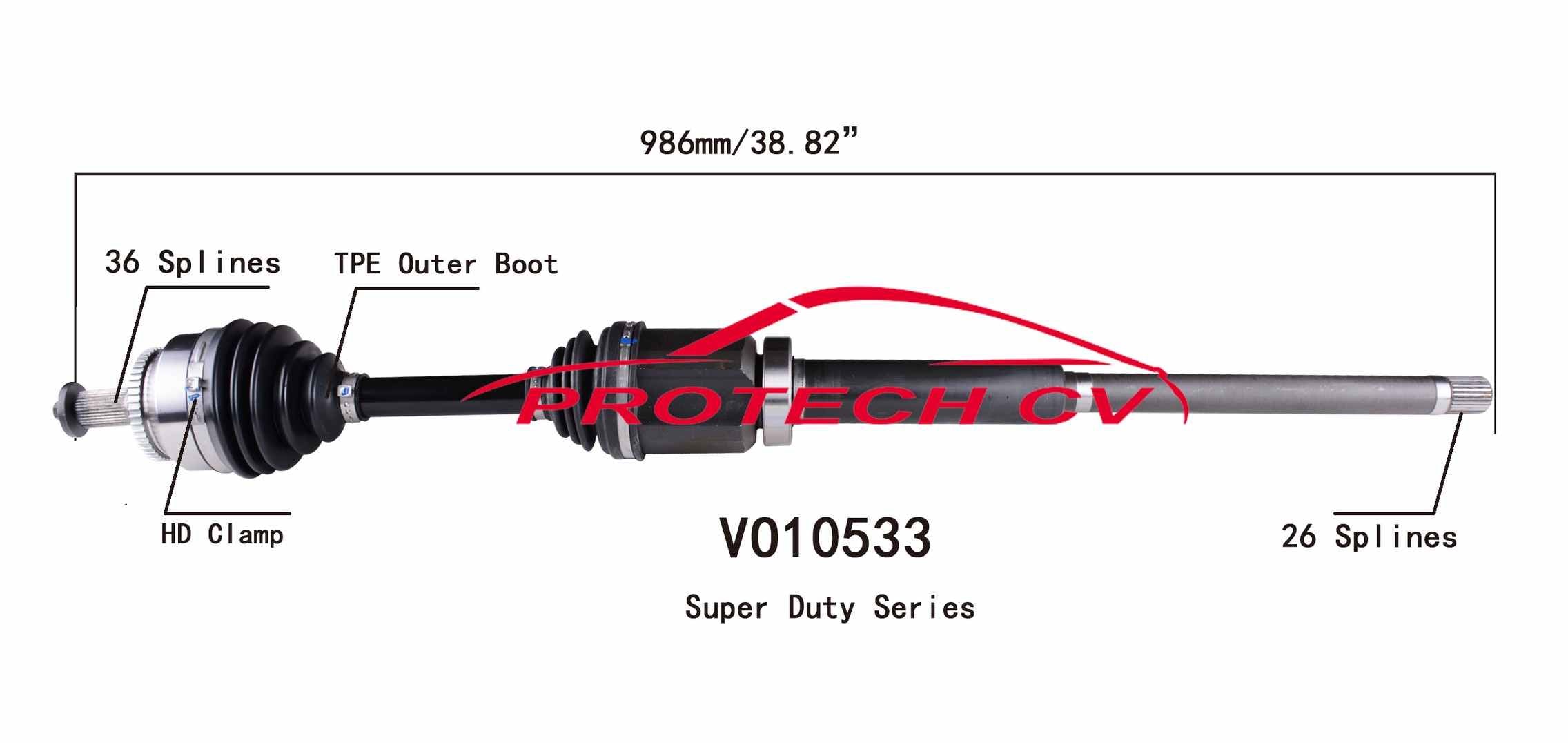 Protech CV CV Axle Assembly VO10533