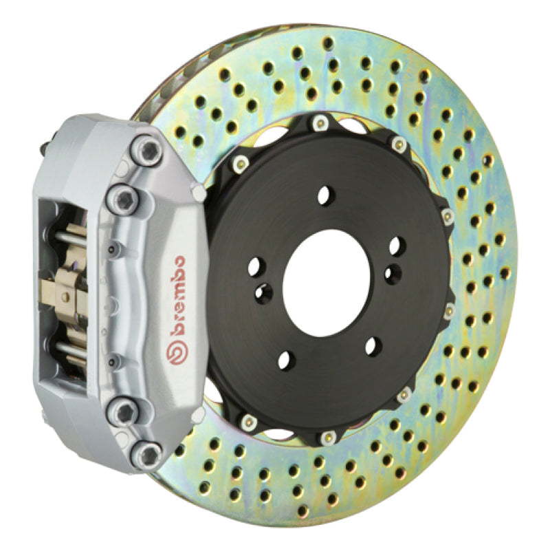 Brembo 06-09 S2000 Rear GT BBK 4 Piston Cast 328x28 2pc Rotor Drilled-Silver 2P1.6010A3