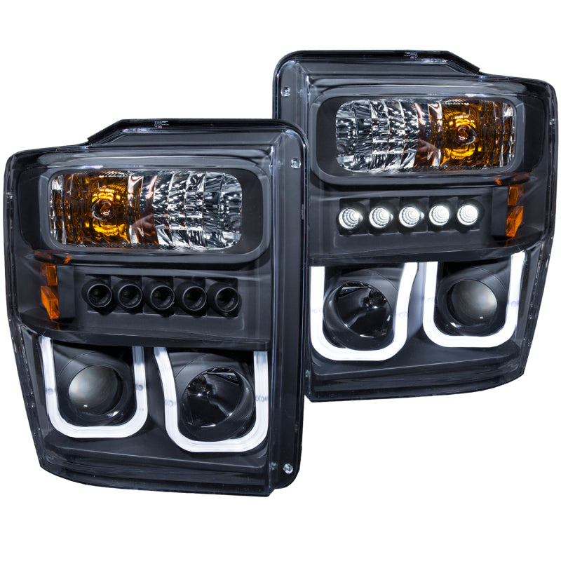 Anzo 2008-2010 Ford F-250 Projector Headlights w/ U-Bar Black 111305 Photo - Primary