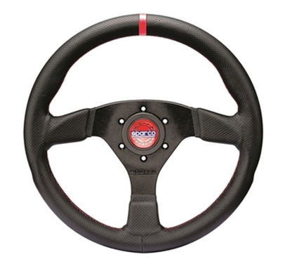 Sparco Steering Wheel R383 Champion Black Leather / Red Stiching 015R383PLUNRS 015R383PLUNRS Photo - Primary