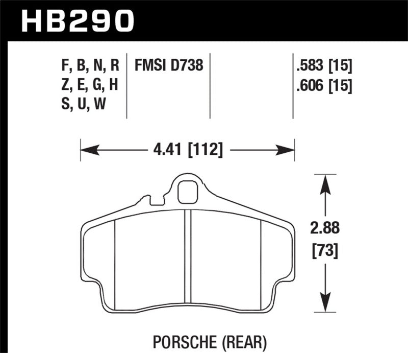 Hawk Blue 9012 Brake Pads Rear Porsche 911 Carrera 4 1998-1998 HB290E.606 Photo - Primary