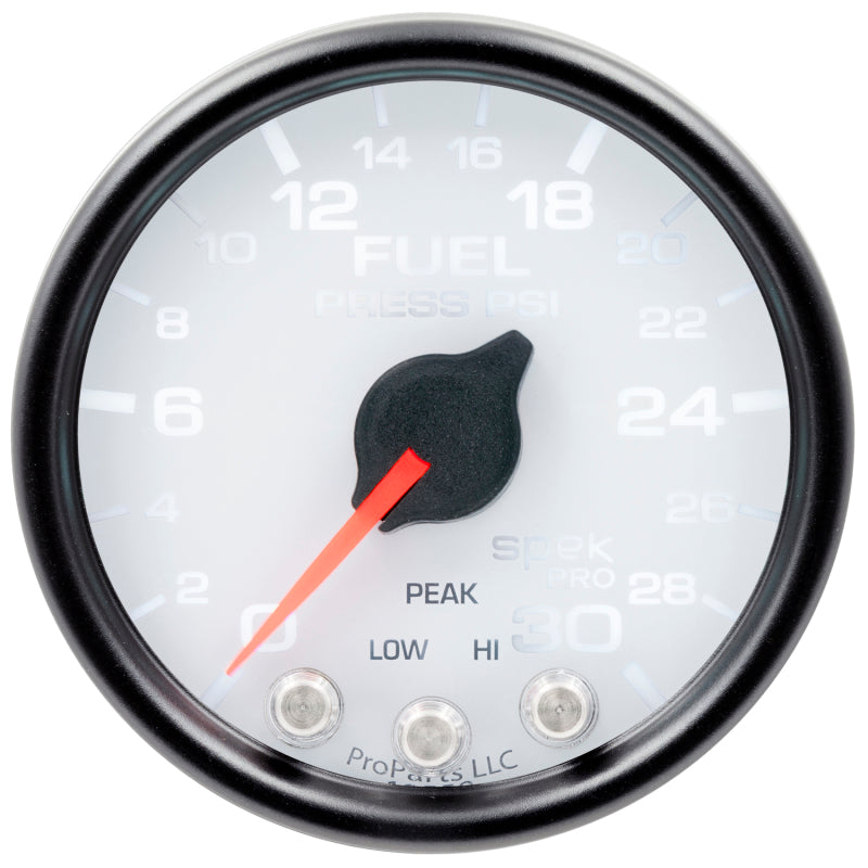 Autometer Spek-Pro Gauge Fuel Press 2 1/16in 30psi Stepper Motor W/Peak & Warn Wht/Blk P31612 P31612 User 2