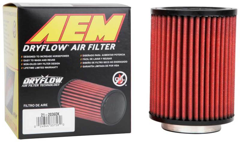 AEM Induction AEM Aif Filter, 3inFLG/ 5inOD/ 6-1/2inH Dry Flow 21-2036DK 21-2036DK Photo - out of package