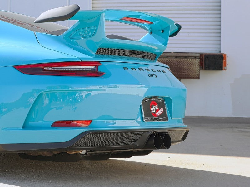 aFe 14-16 Porsche 911 GT3 991.1 H6 3.8L MACH Force-Xp 304 SS Cat-Back Exhaust System w/ Black Tips 49-36450-B 49-36450-B Photo - Mounted