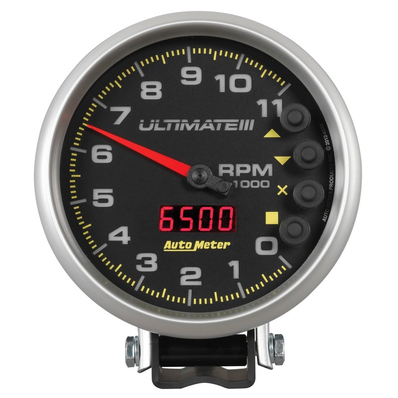 AutoMeter Gauge Tach 5in. 11K RPM Pedestal Datalogging Ultimate IIi Playback Black 6888 6888 Photo - Primary