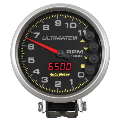 AutoMeter Gauge Tach 5in. 11K RPM Pedestal Datalogging Ultimate IIi Playback Black 6888 6888 Photo - Primary