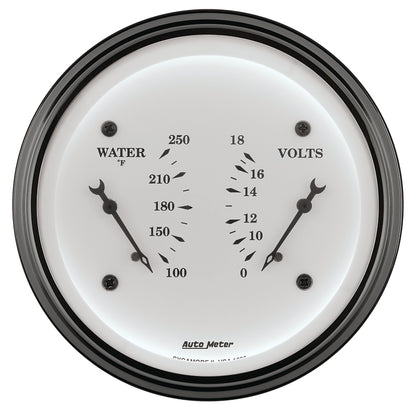 AutoMeter Gauge Dual Wtmp & Volt 3-3/8in. 250 Deg. F & 18V Elec Old Tyme White 1630 1630 User 2