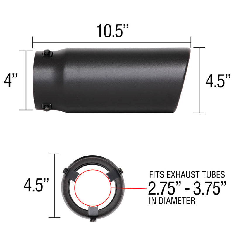Spectre Exhaust Tip 4-1/2in. OD / Slant - Black 22361 22361 Technical Drawing