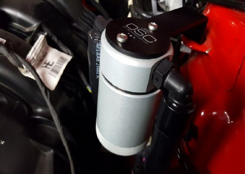 J&L 2015-2022 Ford Mustang EcoBoost Driver Side Oil Separator 3.0 - Clear Anodized 3029D-C 3029D-C Photo - Close Up