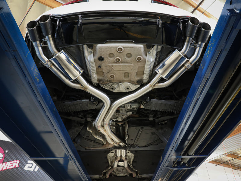 aFe 18-20 Audi RS5 Coupe MACH Force-Xp 3in to 2.5in 304 SS Axle-Back Exhaust System-Quad Carbon Tips 49-36427-C 49-36427-C Photo - Mounted