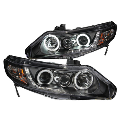 Anzo 2006-2011 Honda Civic Projector Headlights w/ Halo Black (CCFL) 121454 Photo - Primary