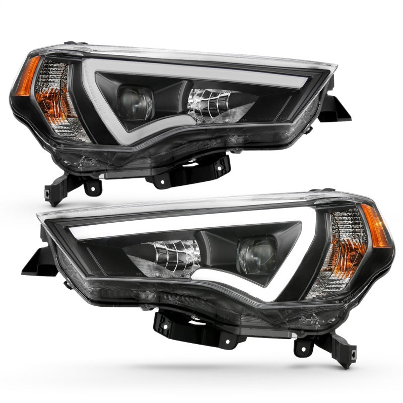 ANZO 14-18 Toyota 4 Runner Plank Style Projector Headlights Black w/ Amber 111416 111416 Photo - Unmounted