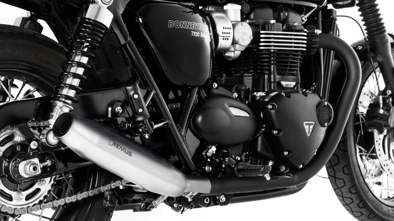 Remus 2016 Triumph Bonneville T120/T120 Black (Euro 4) Tapered Chrome Slip On - Left Side 7102 918018L 7102 918018L User 1