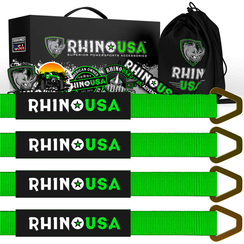 Rhino USA Axle Tie Down Straps (4-Pack) 2In X 38In - Green RNO-AXLESTRAPS-GRN RNO-AXLESTRAPS-GRN Photo - Primary