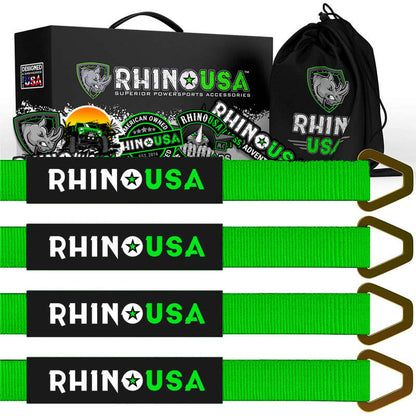 Rhino USA Axle Tie Down Straps (4-Pack) 2In X 38In - Green RNO-AXLESTRAPS-GRN RNO-AXLESTRAPS-GRN Photo - Primary