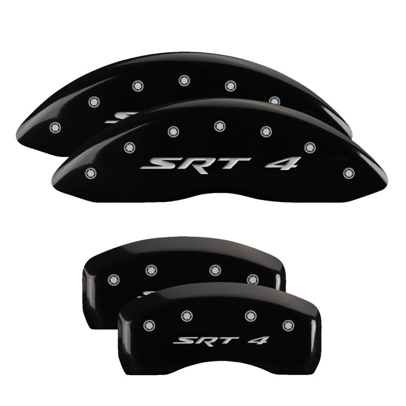 MGP 4 Caliper Covers Engraved Front & Rear SRT4 Black finish silver ch 12192SSR4BK 12192SSR4BK Photo - Primary