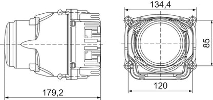 Hella 90mm Bi-LED High - Low Beam 2nd Gen (SAE) Module 012758121 012758121 Technical Drawing