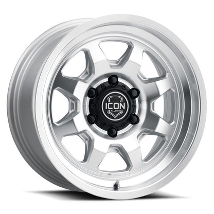 ICON Nuevo 17 X 8.5 5 X 5 6mm Offset 4.5in BS Silver Machined 8117857345SM 8117857345SM Photo - Primary