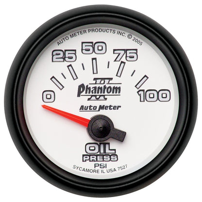 Autometer Gauge, Oil Pressure, 2 1/16", 100Psi, Electric, Phantom II 7527 Photo - Primary