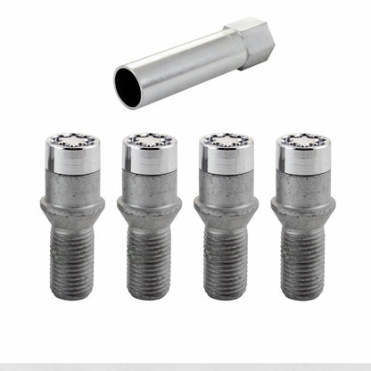 McGard Wheel Lock Bolt Set - 4pk. (Tuner / Cone Seat) M14X1.5 / 17mm Hex / 28.6mm Shank L. - Chrome 27201 27201 Photo - Primary