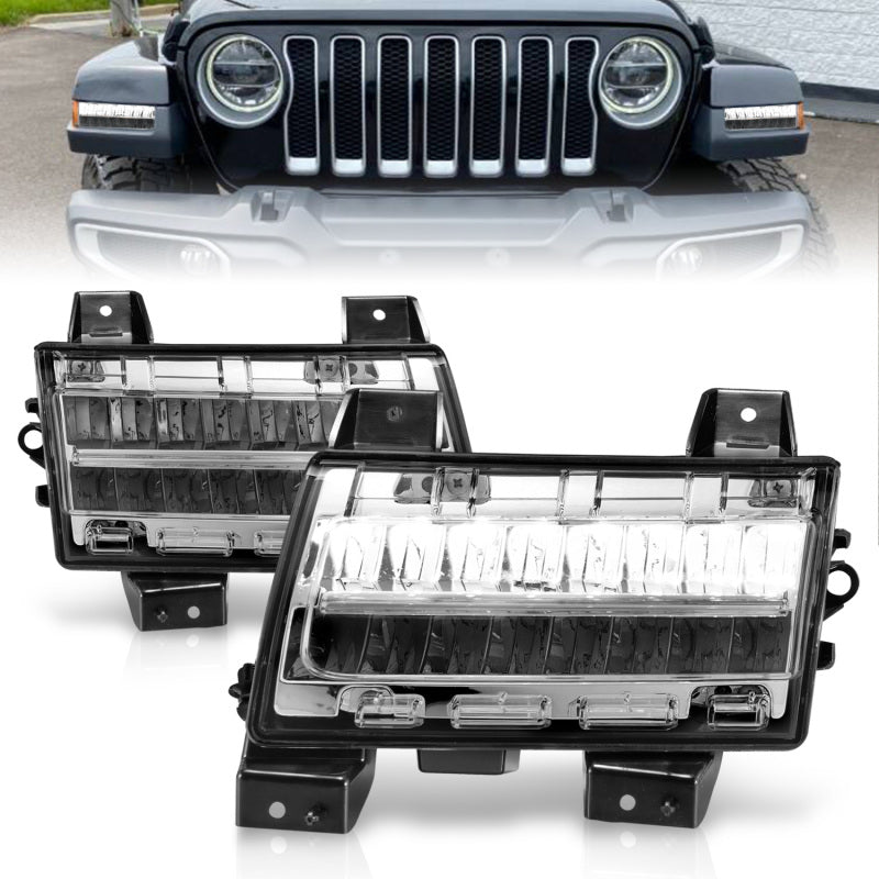 ANZO 2018-2021 Jeep Wrangler LED Side Markers Chrome Housing Clear Lens w/ Sequential Signal 511086 511086 Photo - Primary