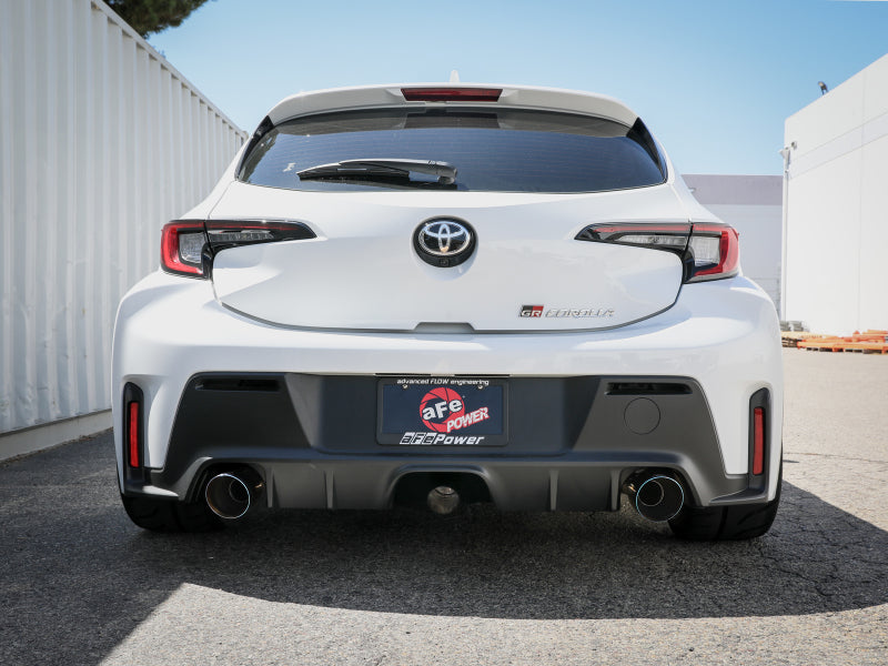 aFe 23-24 Toyota GR Corolla L3 1.6L (t) Gemini XV 3in to 2-1/2in Cat Back Exhaust w/ Blue Flame Tips 49-36067-L 49-36067-L Photo - Mounted