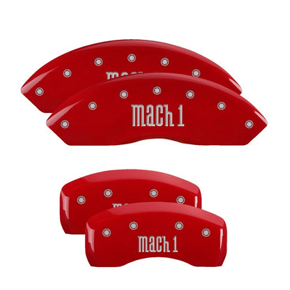 MGP 4 Caliper Covers Engraved Front & Rear Mach 1 Red finish silver ch 10017SMCHRD 10017SMCHRD Photo - Primary