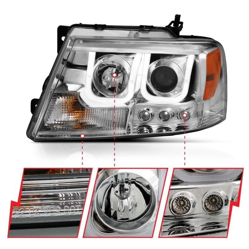 Anzo 2004-2008 Ford F-150 Projector Headlights w/ U-Bar Chrome 111287 Photo - Unmounted