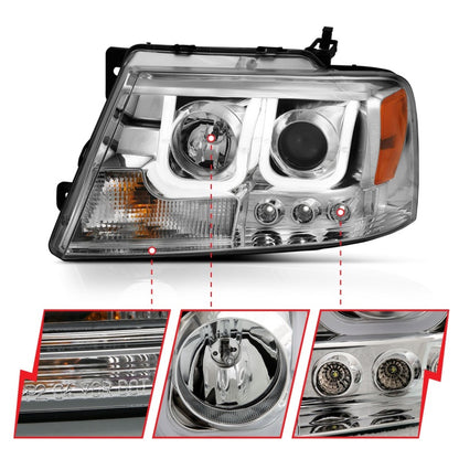 Anzo 2004-2008 Ford F-150 Projector Headlights w/ U-Bar Chrome 111287 Photo - Unmounted