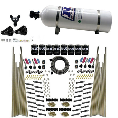 Nitrous Express 8 Cyl Dry Direct Port Four Stage 8 Solenoids Nitrous Kit (200-600HP) w/15lb Bottle 93306-15 93306-15 Photo - Primary