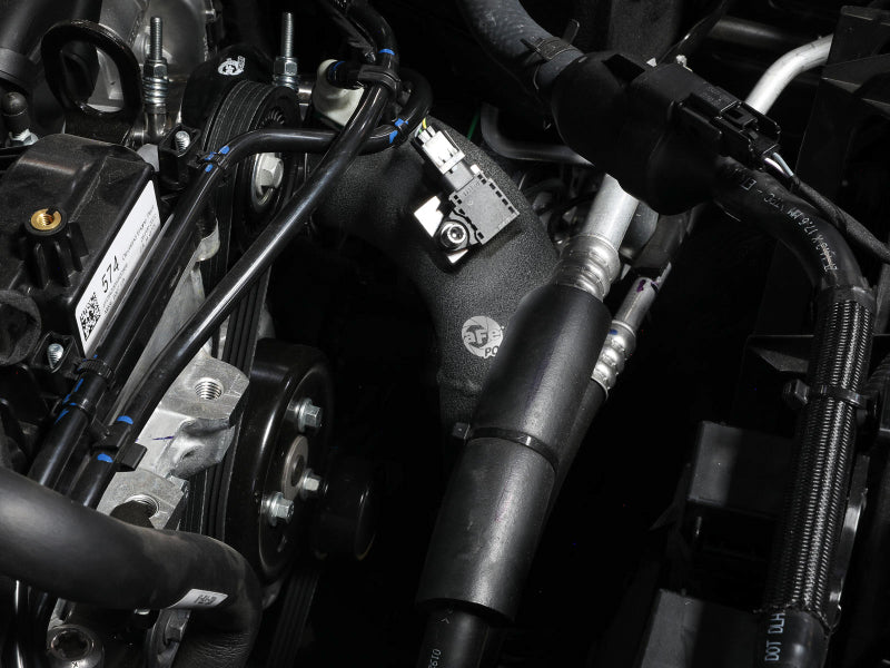 aFe Power 21-22 Ford Bronco L4-2.3L (t) BladeRunner 3in Aluminum Cold Charge Pipe Black 46-20579-B 46-20579-B Photo - Mounted