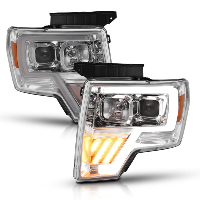 ANZO 2009-2014 Ford F-150 Projector Headlight Chrome Amber 111446 111446 Photo - Unmounted